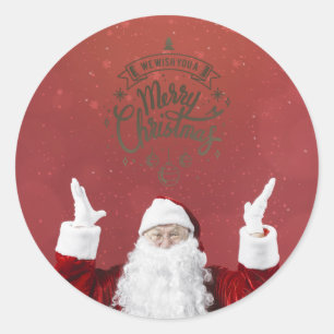 Weihnachtsmann,Schneeflocken,Rot Runder Aufkleber