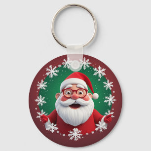 Weihnachtsmann Schneeflocken Weihnachten Geschenk Schlüsselanhänger