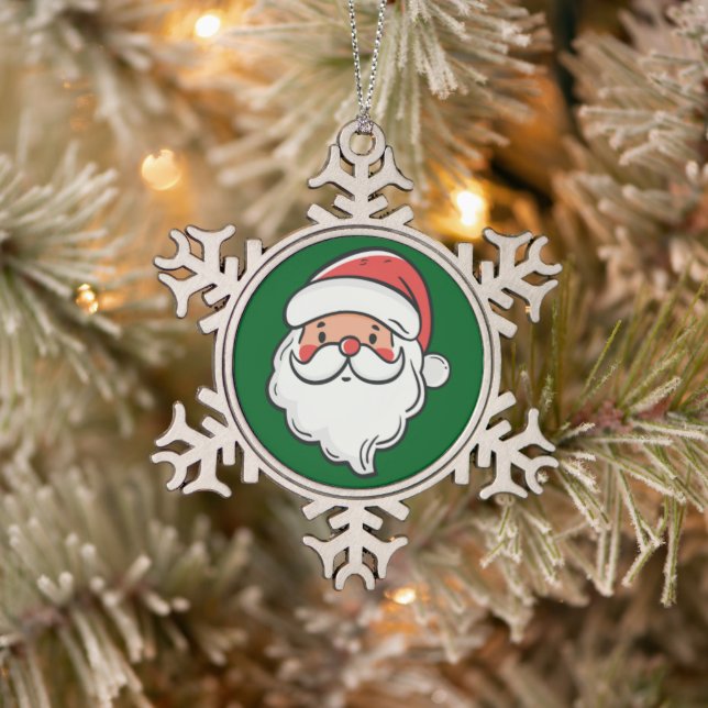 Weihnachtsmann Schneeflocken Zinn-Ornament (Baum)