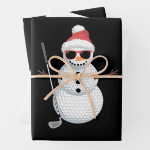 Weihnachtsmann Schneemann Golfball-Christmas-Golfe Geschenkpapier Set