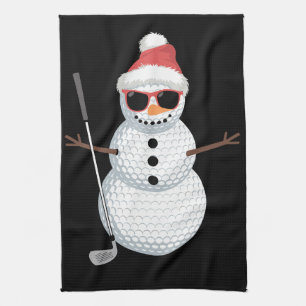 Weihnachtsmann Schneemann Golfball Weihnachten Gol Geschirrtuch