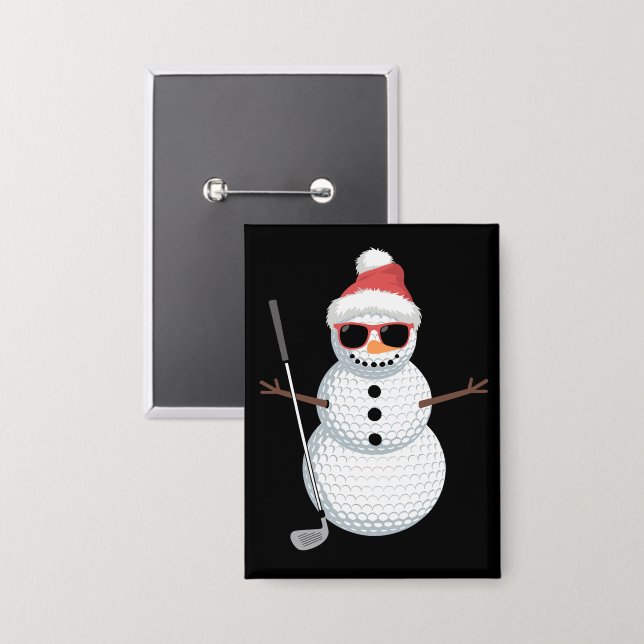 Weihnachtsmann Schneemann Golfball Weihnachtsgolfe Button (Vorderseite/Rückseite)
