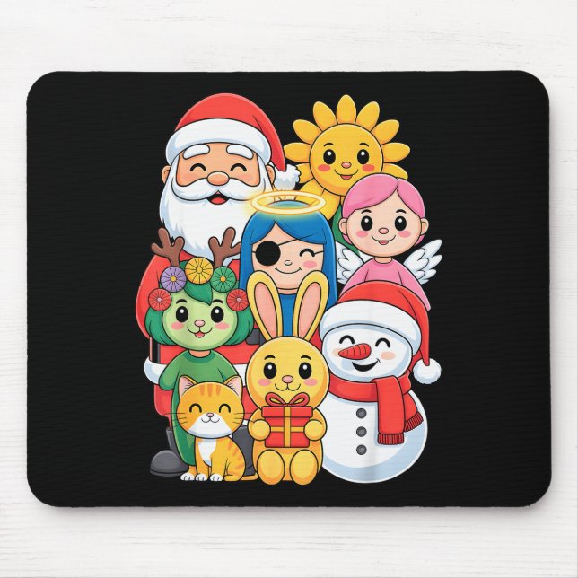 Weihnachtsmann Schneemann Hase Katze Engel Winter  Mousepad (Vorne)