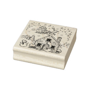 Weihnachtsmann, Schneemann und Rentier Gummistempel