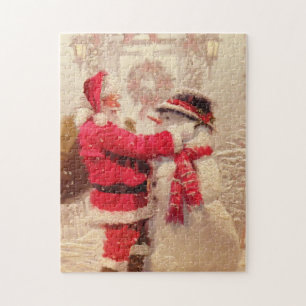 Weihnachtsmann Schneemann Weihnachten Feiertage Puzzle