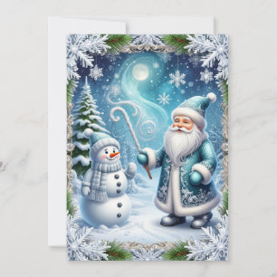 🎄❄️ Weihnachtsmann & Schneemann Winterurlaubs-Zau Karte