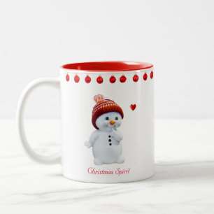 Weihnachtsmann-Schneemann Zweifarbige Tasse