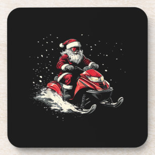 Weihnachtsmann Schneemobil Motor Schlitten Lustige Getränkeuntersetzer
