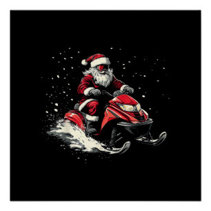 Weihnachtsmann Schneemobil Motor Schlitten Lustige Poster