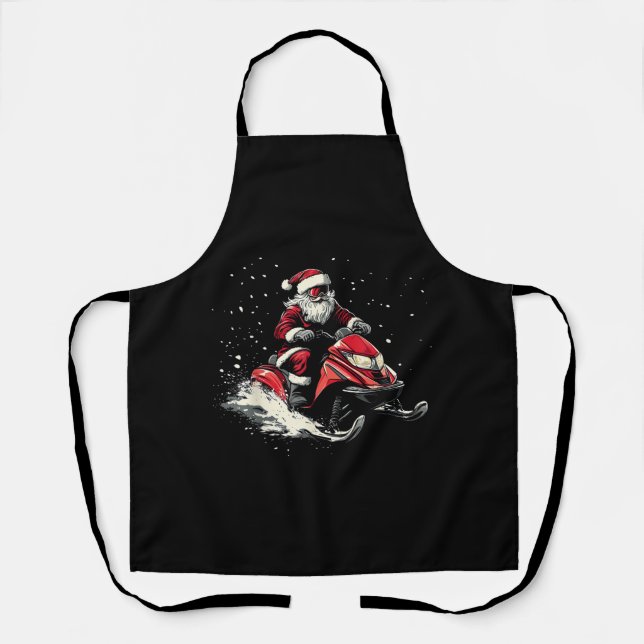 Weihnachtsmann Schneemobil Motor Schlitten Lustige Schürze (Vorderseite)
