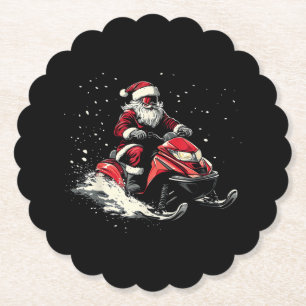 Weihnachtsmann Schneemobil Motor Schlitten Lustige Untersetzer