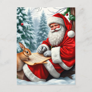 Weihnachtsmann schreibt einen Brief in einem schne Feiertagspostkarte