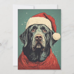 Weihnachtsmann-Schwarzer-Labrador-Hund-Feiertags-G Feiertagskarte