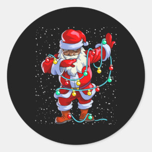 Weihnachtsmann Schwarzes Weihnachten Afro Afroamer Runder Aufkleber