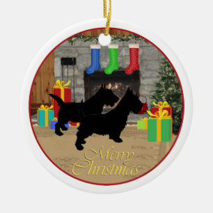 Weihnachtsmann Scottie Hund Dekoration