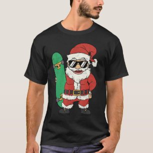 Weihnachtsmann Skateboarding Retro Weihnachten Wei T-Shirt