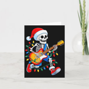 Weihnachtsmann-Skelett spielt Gitarre Rock lustige Karte