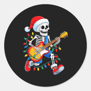 Weihnachtsmann Skelett spielt Gitarre Rock lustige Runder Aufkleber