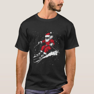 Weihnachtsmann Ski Lustiger Skifahrer Xmas Weihnac T-Shirt