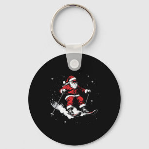 Weihnachtsmann Ski Lustiges Skifahren Xmas Weihnac Schlüsselanhänger