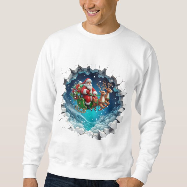 Weihnachtsmann sleigh Weihnachten Sweatshirt (Vorderseite)