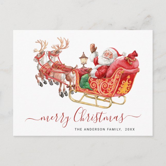 Weihnachtsmann Sleigh Weihnachtsfeiertag Postkarte (Vorderseite)