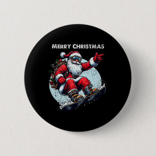 Weihnachtsmann Snowboarden Frohe Weihnachten Winte Button
