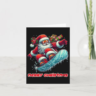 Weihnachtsmann Snowboarden Frohe Weihnachten Winte Karte