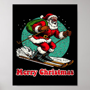Weihnachtsmann Snowboarden Frohe Weihnachten Winte Poster