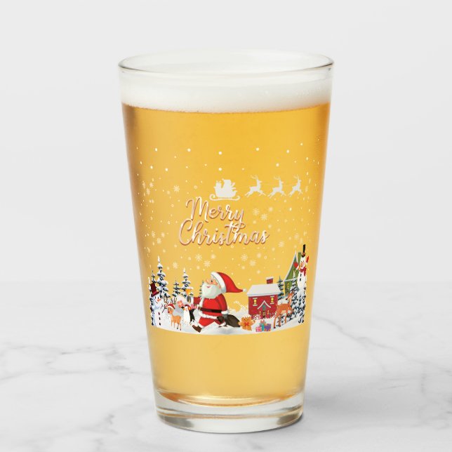 Weihnachtsmann, Snowman Frohe Weihnachtsfeiertage Glas (Vorne (Gefüllt))