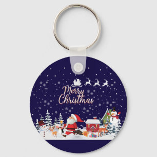 Weihnachtsmann, Snowman Frohe Weihnachtsfeiertage Schlüsselanhänger