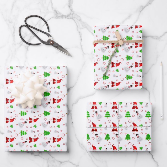 Weihnachtsmann Snowman Geschenkpapier Set (Vorderseite)