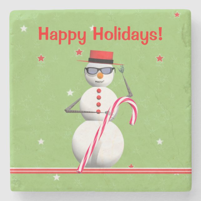 Weihnachtsmann Snowman Steinuntersetzer (Vorderseite)