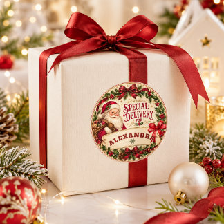 Weihnachtsmann-Sonderzustellung mit individuellem Runder Aufkleber