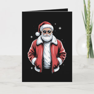Weihnachtsmann-Sonnenbrille-Lederjacke-Bomber Karte