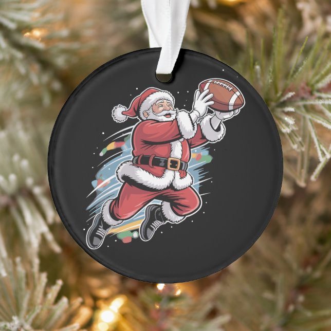 Weihnachtsmann spielt American Football Weihnachte Ornament (Baum)