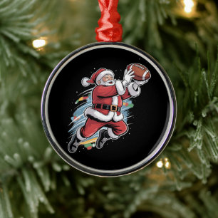 Weihnachtsmann spielt American Football Weihnachte Ornament Aus Metall