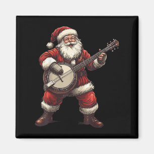 Weihnachtsmann spielt Banjo Lustiger Banjo-Spieler Magnet