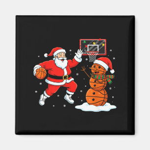 Weihnachtsmann spielt Basketball Schneemann Kunstw Magnet