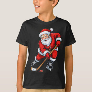 Weihnachtsmann spielt Eishockey Jungen Männer Xmas T-Shirt