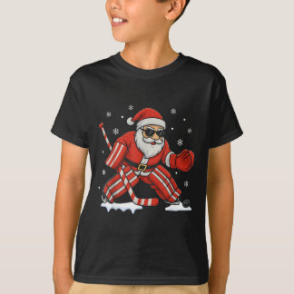 Weihnachtsmann spielt Eishockey-Torwart Weihnachte T-Shirt