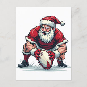 Weihnachtsmann spielt Fantasy-Football-Christmas-S Feiertagspostkarte