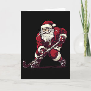 Weihnachtsmann spielt Feldhockey Lustiges Feldhock Karte