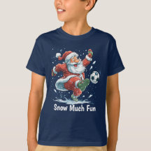 Weihnachtsmann spielt Fußball im Schnee Jungen T-S