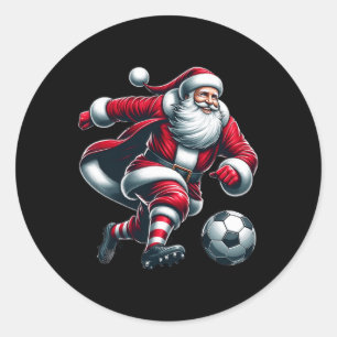 Weihnachtsmann spielt Fußball Sport Weihnachten Fr Runder Aufkleber
