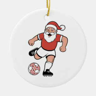 Weihnachtsmann spielt Fußball Weihnachten Spieler Keramik Ornament