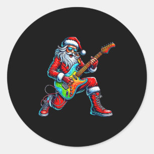 Weihnachtsmann spielt Gitarre Musiker Gitarrist We Runder Aufkleber