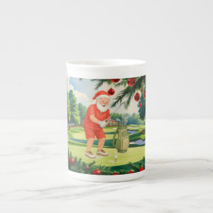 WEIHNACHTSMANN spielt Golf Weihnachtsferien Prozellantasse