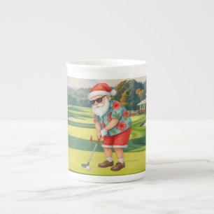 WEIHNACHTSMANN spielt Golf Weihnachtsferien Prozellantasse