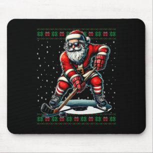 Weihnachtsmann spielt Hockey hässlicher Weihnachts Mousepad